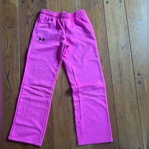 Youth Under armour pink sweat pants size large